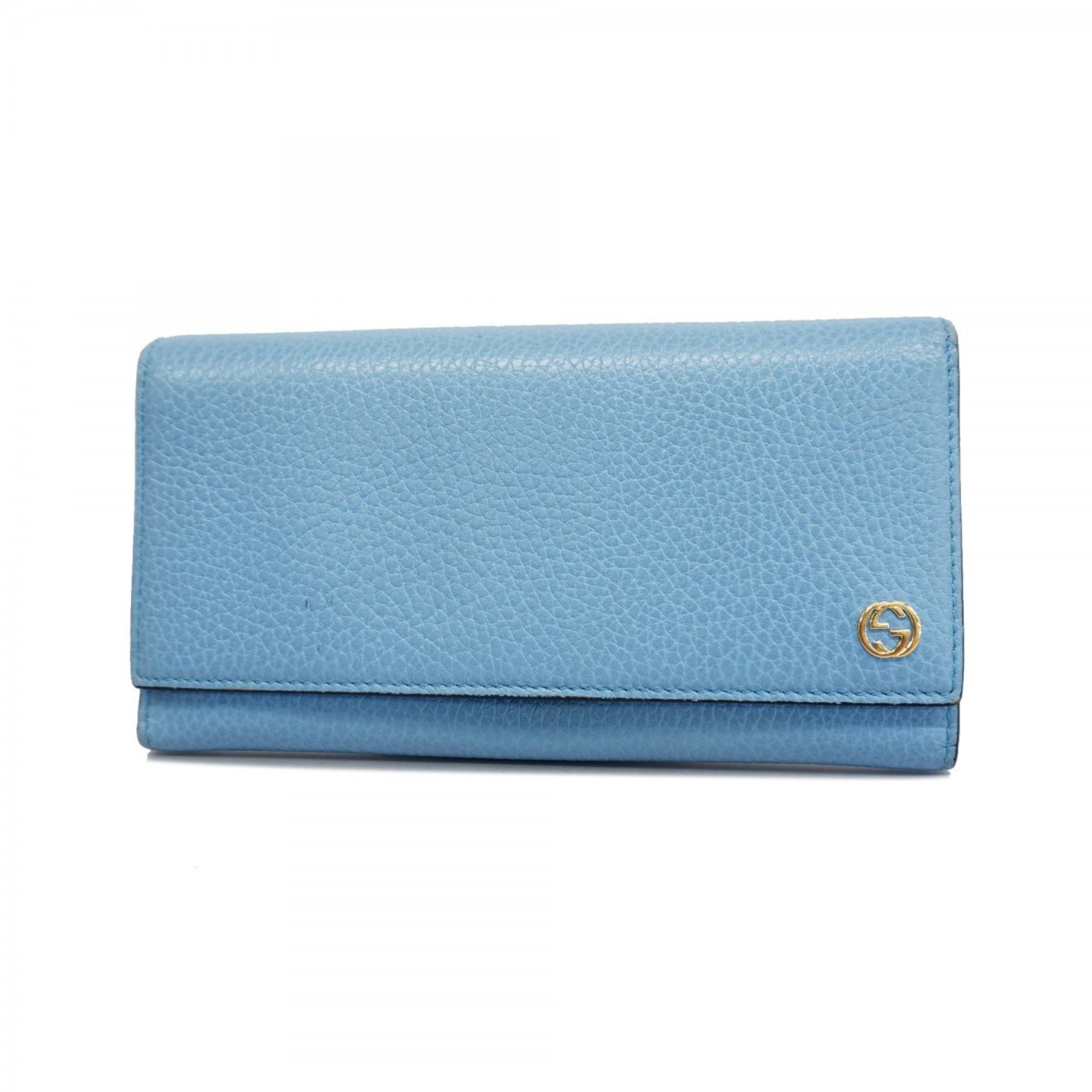 Gucci Long Wallet Interlocking G 449279 Sky Blue Women's