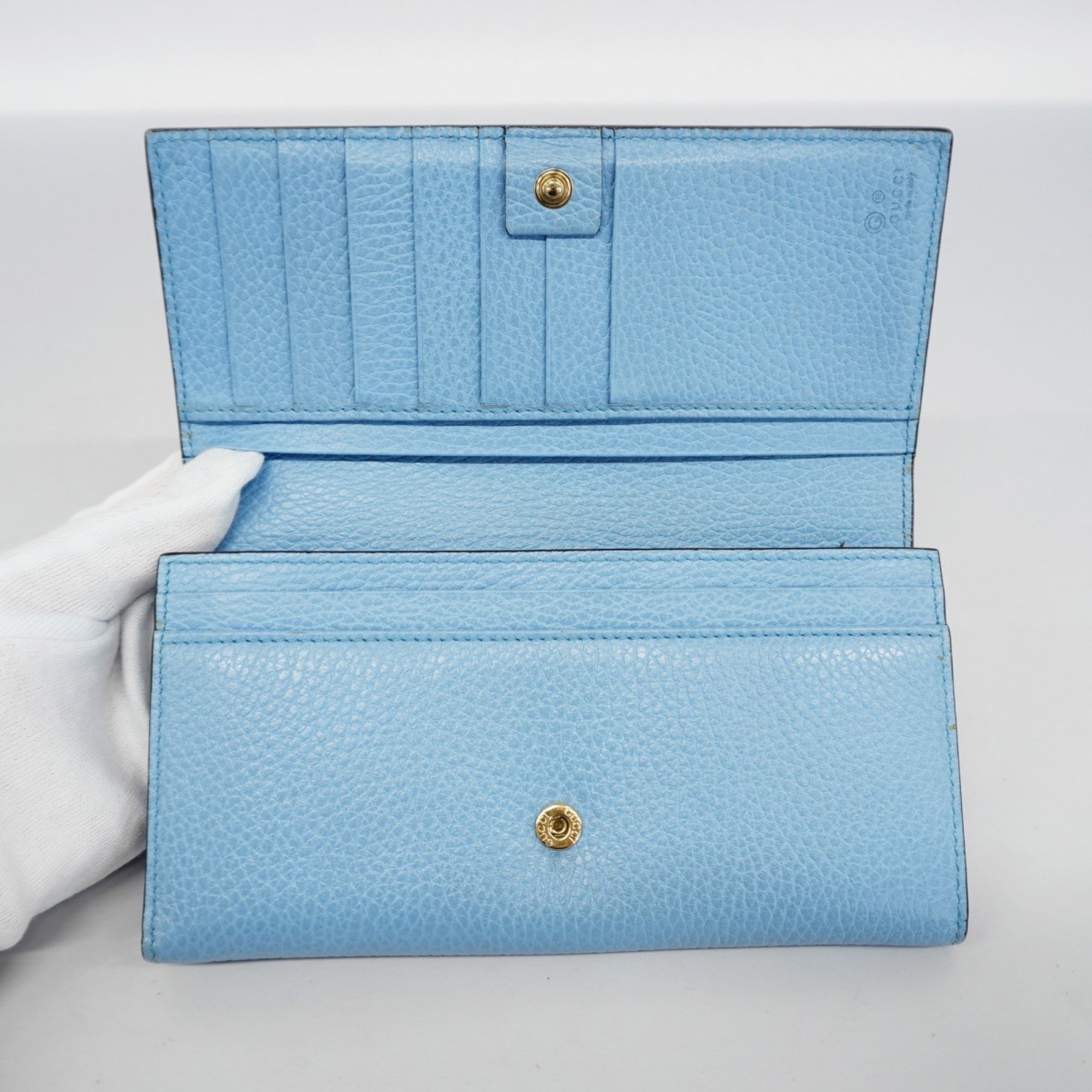 Gucci Long Wallet Interlocking G 449279 Sky Blue Women's