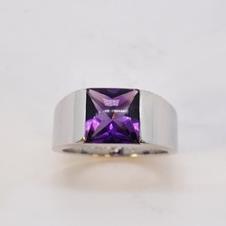 Cartier Tank Ring Amethyst K18WG White Gold Purple Size 12 Ladies