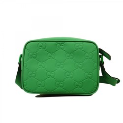 Gucci Shoulder Bag GG Rubber Effect 771321 Leather Green Women's