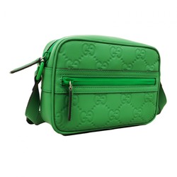 Gucci Shoulder Bag GG Rubber Effect 771321 Leather Green Women's