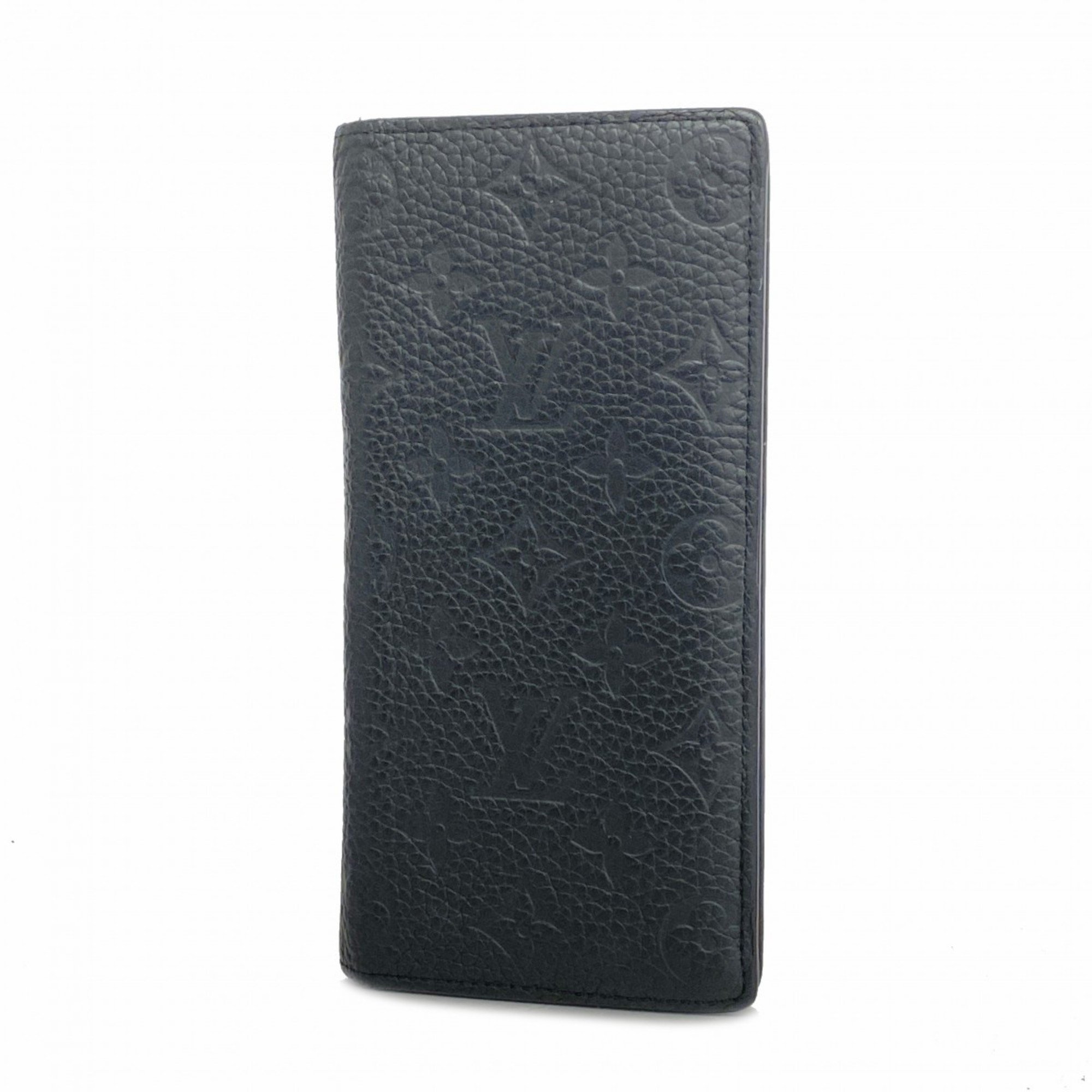 Louis Vuitton Long Wallet Monogram Empreinte Portefeuille Brazza M69038 Noir Men's