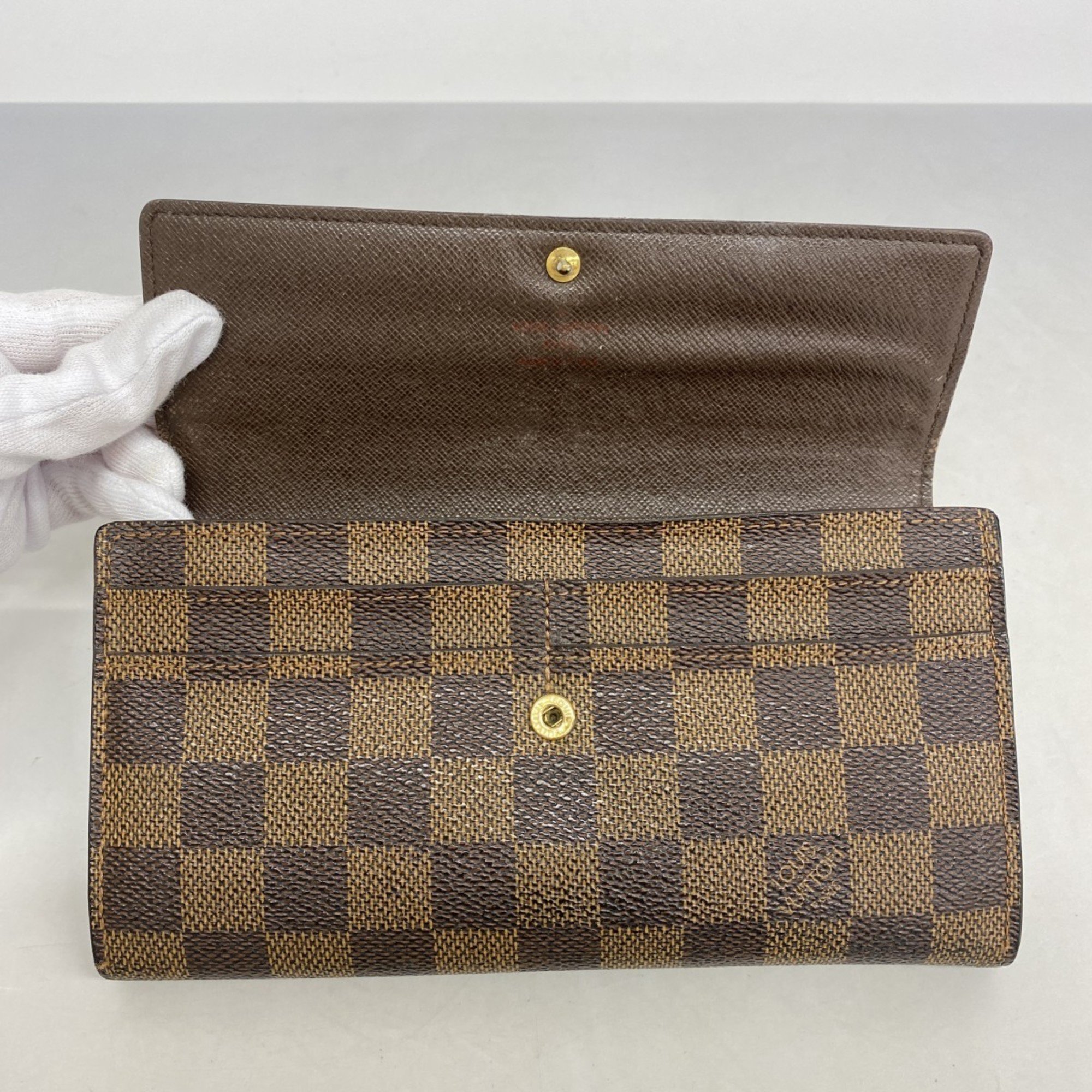 Louis Vuitton Long Wallet Damier Portefeuille Sarah N61734 Ebene Ladies