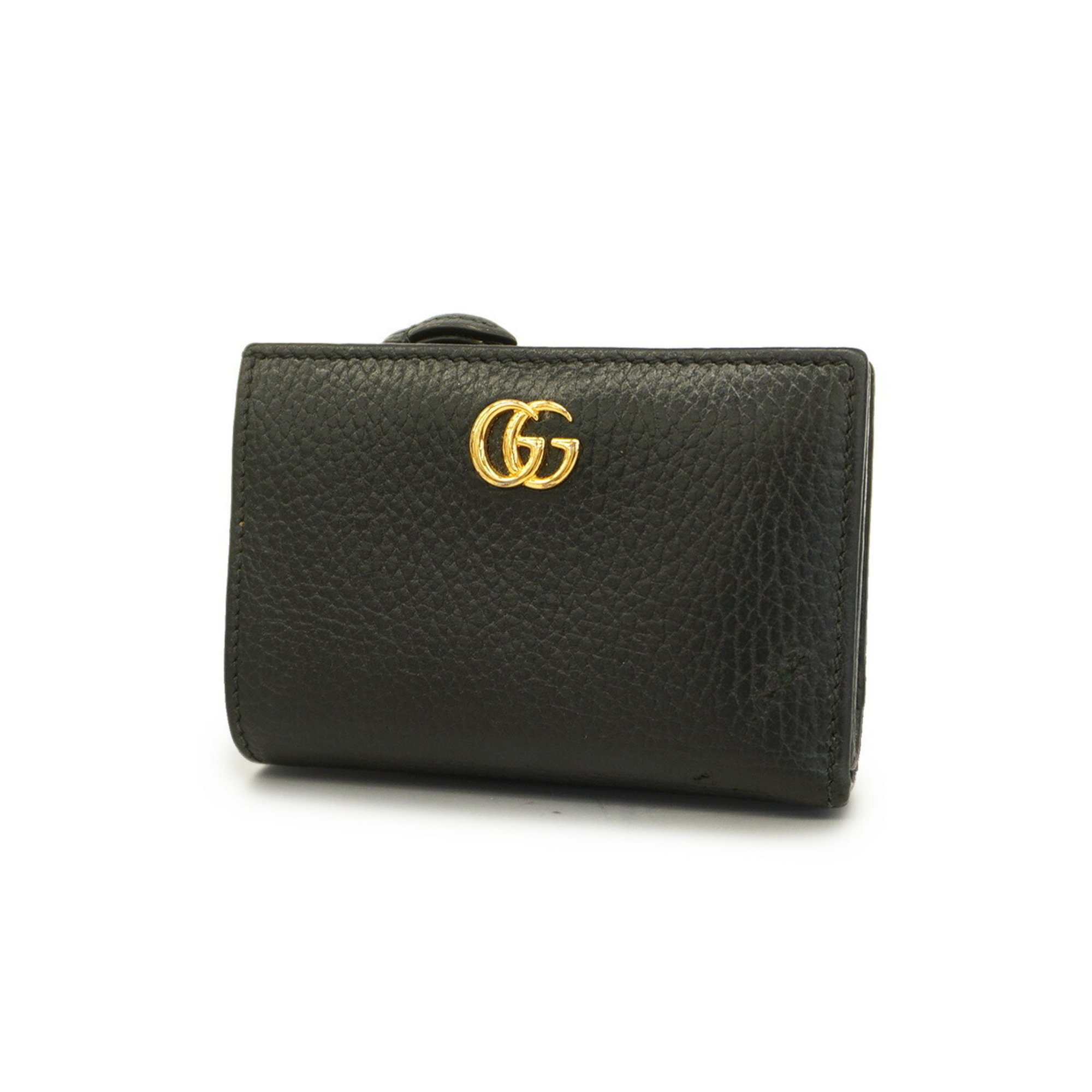 Gucci Wallet GG Marmont 772738 Leather Black Women's