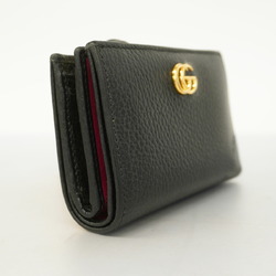 Gucci Wallet GG Marmont 772738 Leather Black Women's