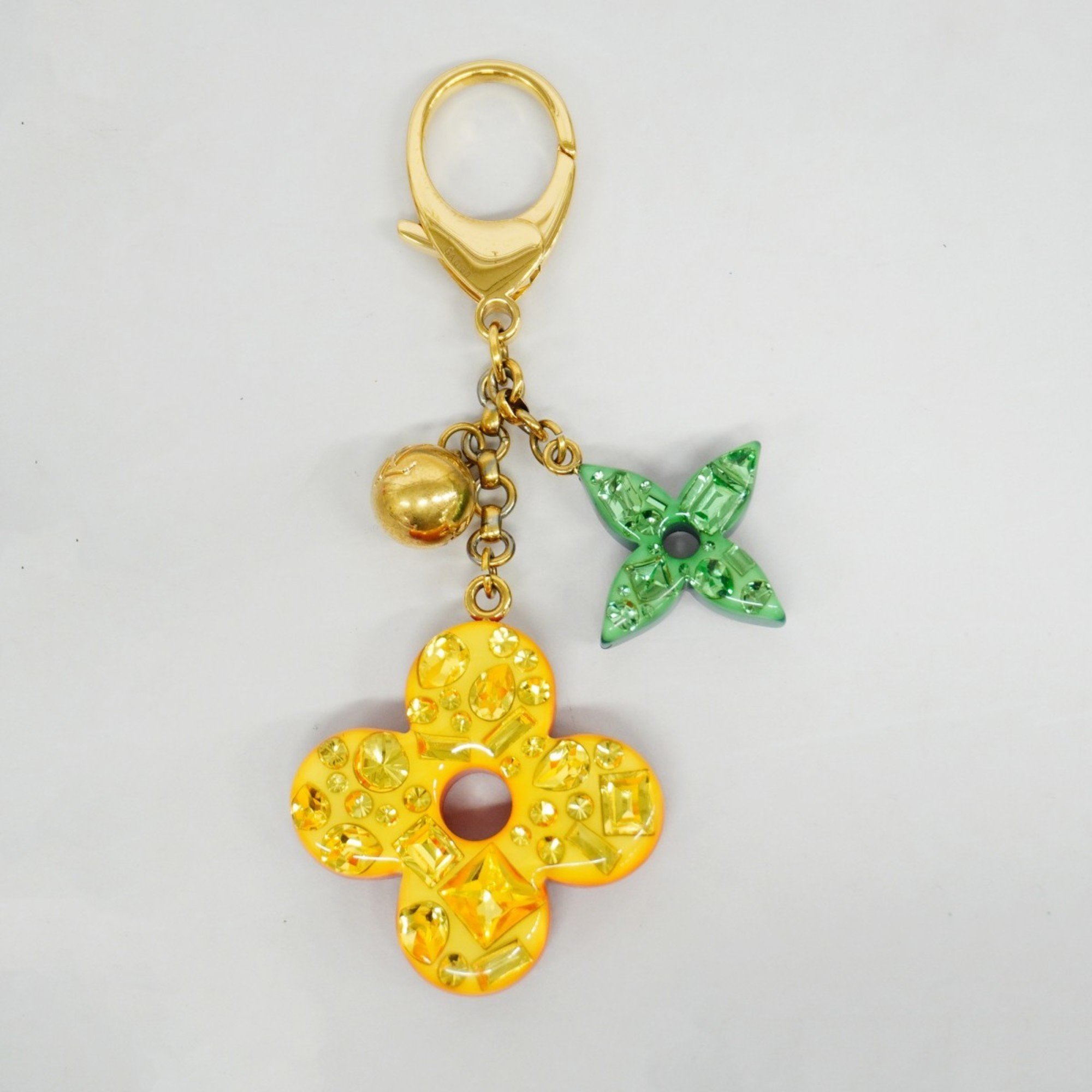 Louis Vuitton Keychain Bijoux Sac Monogram Flower M65982 Gold Multicolor Ladies