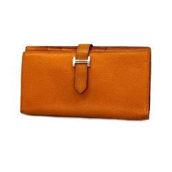 Hermes Long Wallet Bearn Soufflet K Stamp Chevre Orange Women's