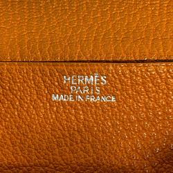 Hermes Long Wallet Bearn Soufflet K Stamp Chevre Orange Women's