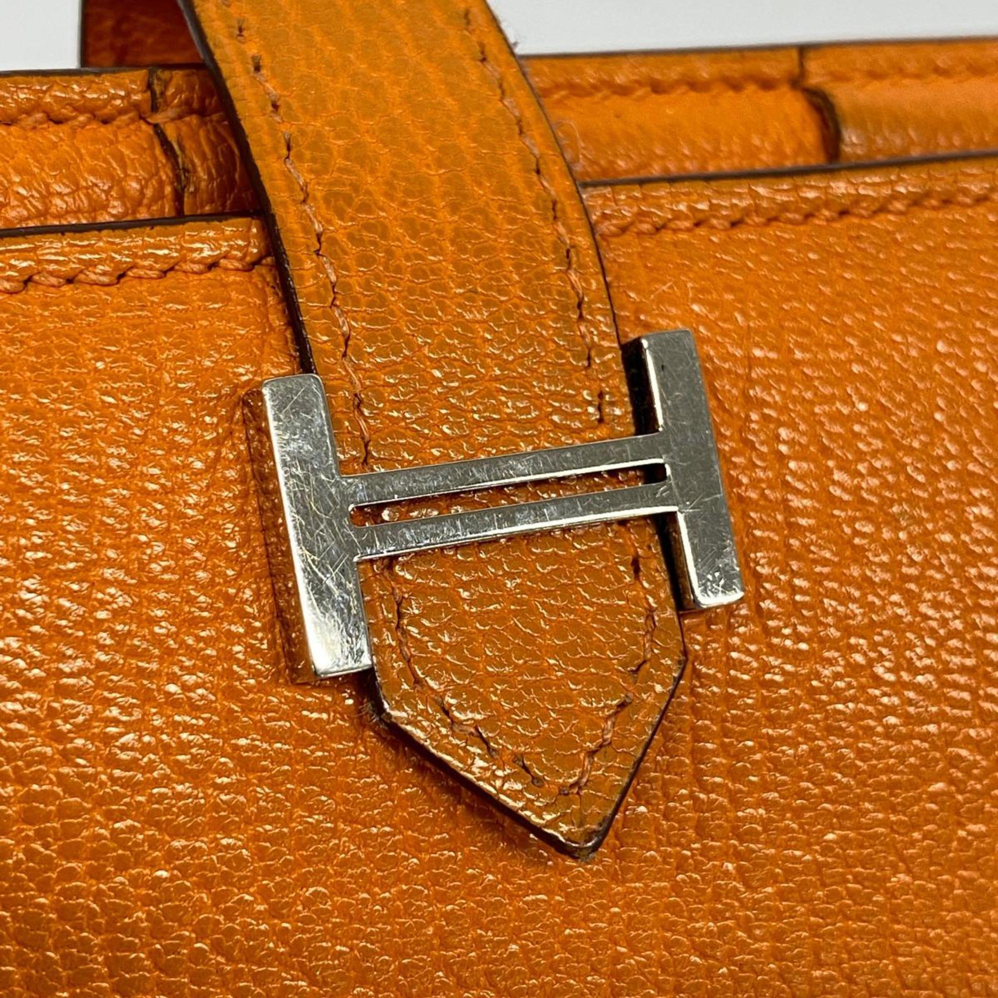 Hermes Long Wallet Bearn Soufflet K Stamp Chevre Orange Women's