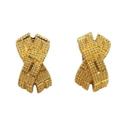 Christian Dior Earrings Cross GP Plated Gold Ladies