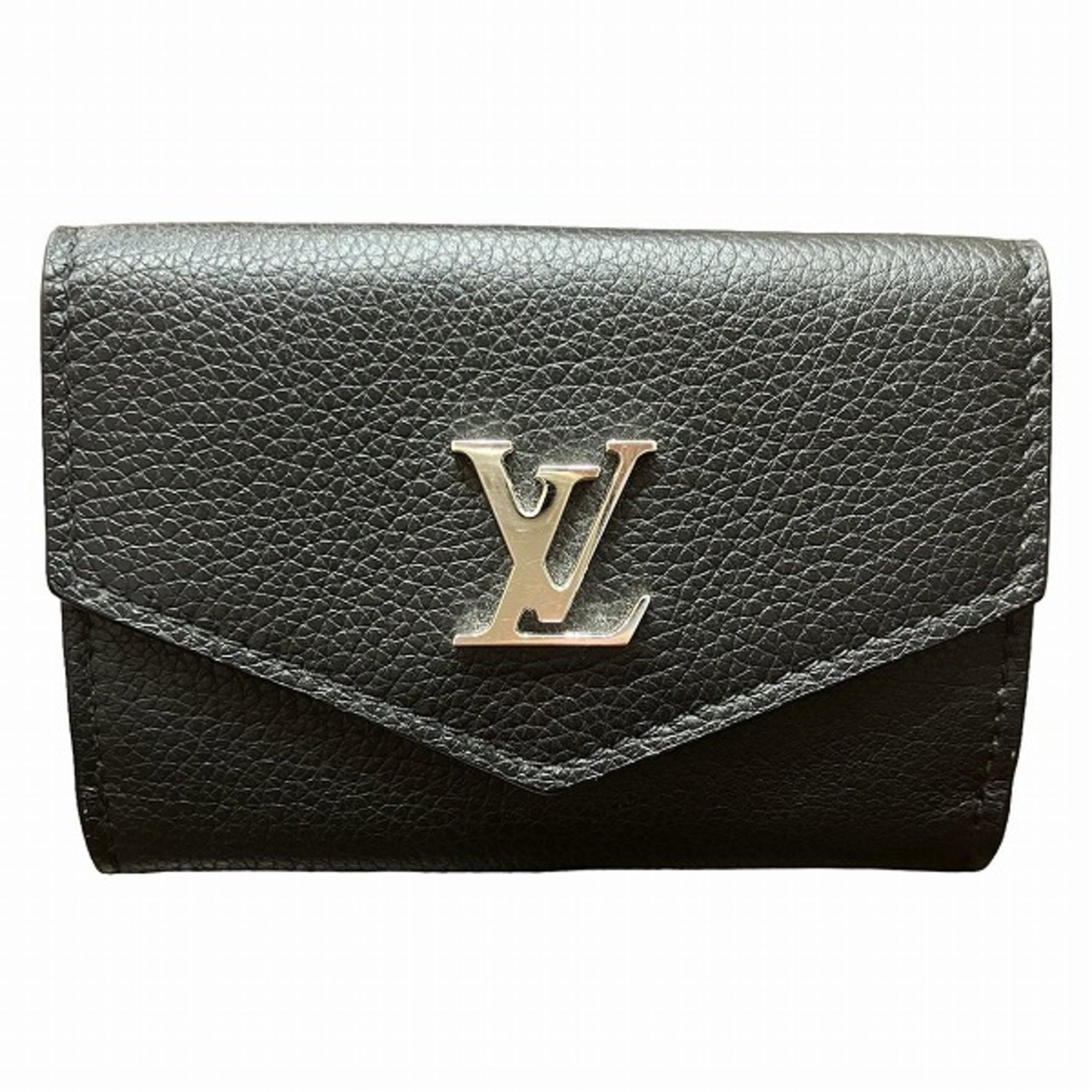 Louis Vuitton Taurillon Portefeuille Lock M63921 Noir 3-fold wallet for men and women