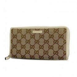 Gucci Long Wallet GG Canvas 307980 Brown Ivory Women's