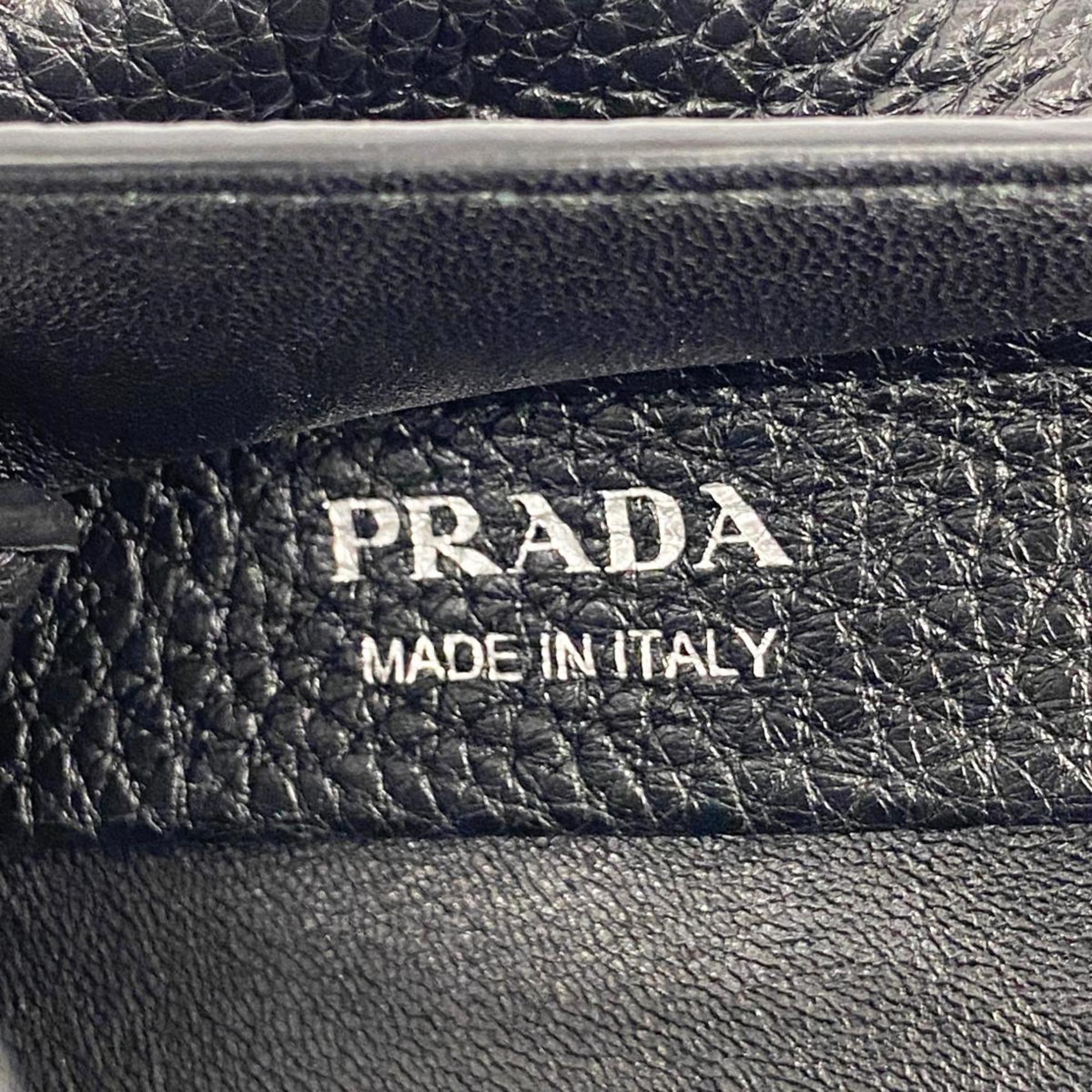 Prada handbag leather black ladies