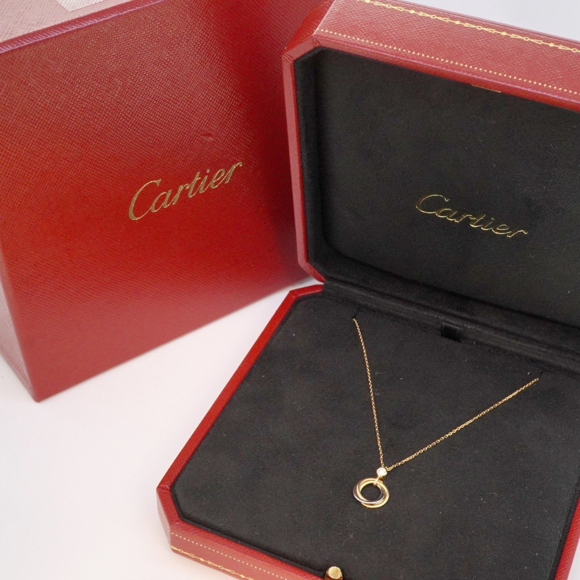 Cartier Necklace Trinity 1PD Diamond K18YG Yellow Gold K18WG White K18PG Pink Ladies