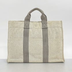 Hermes Tote Bag New Fool Toe MM Canvas Beige Black Men's Women's