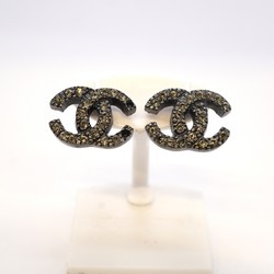 Chanel earrings Coco mark gunmetal grey ladies