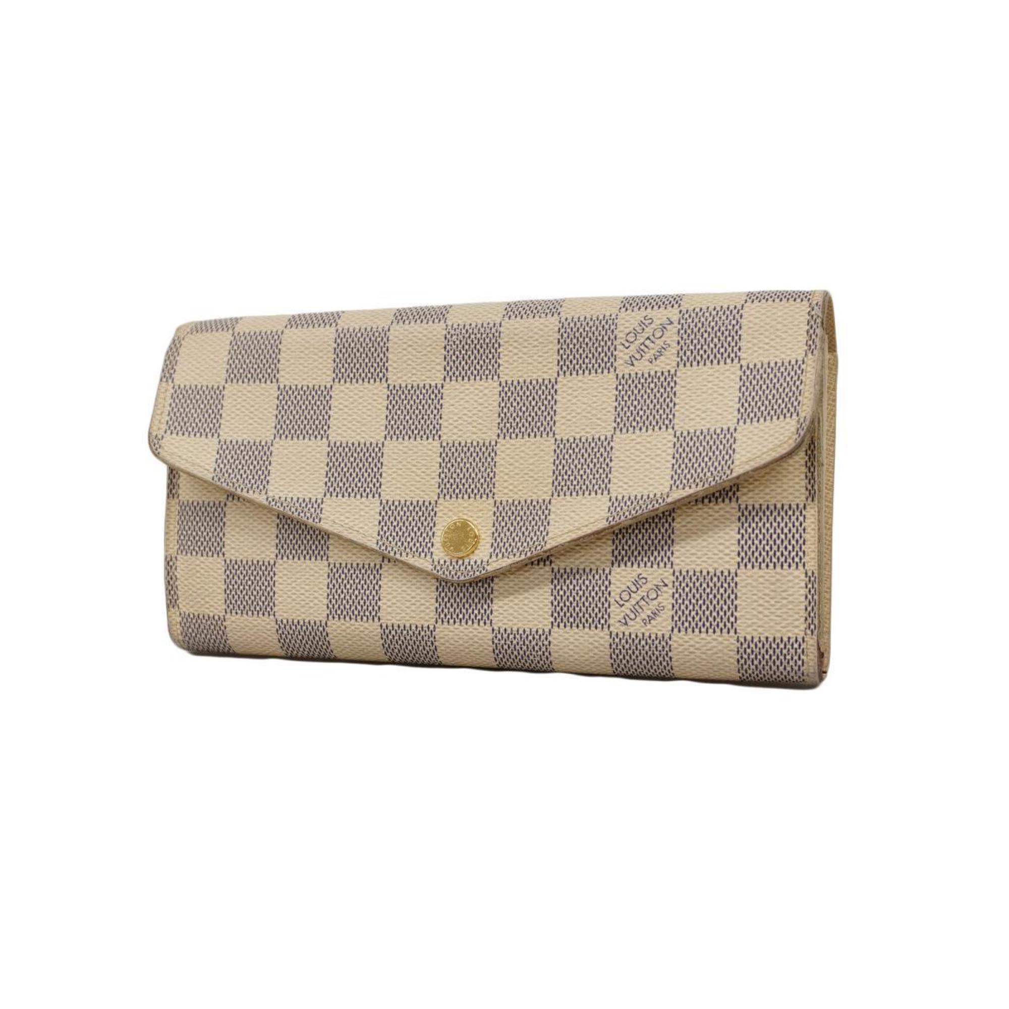 Louis Vuitton Long Wallet Damier Azur Portefeuille Sarah N63208 White Ladies