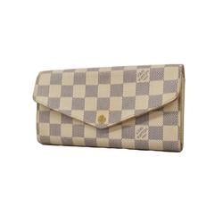 Louis Vuitton Long Wallet Damier Azur Portefeuille Sarah N63208 White Ladies