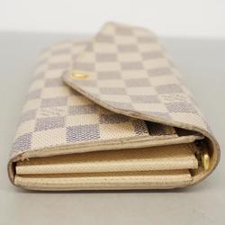 Louis Vuitton Long Wallet Damier Azur Portefeuille Sarah N63208 White Ladies