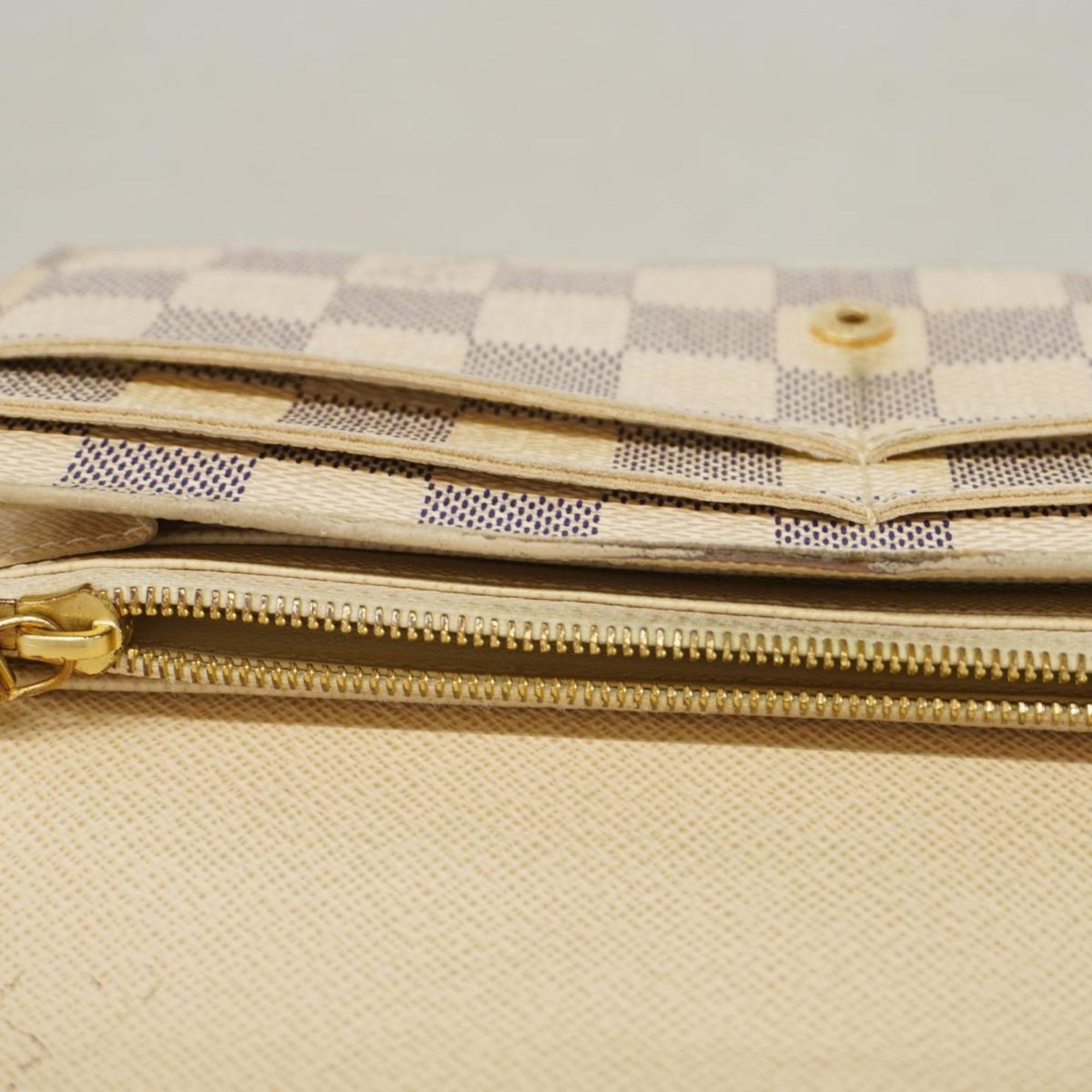 Louis Vuitton Long Wallet Damier Azur Portefeuille Sarah N63208 White Ladies