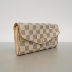 Louis Vuitton Long Wallet Damier Azur Portefeuille Sarah N63208 White Ladies