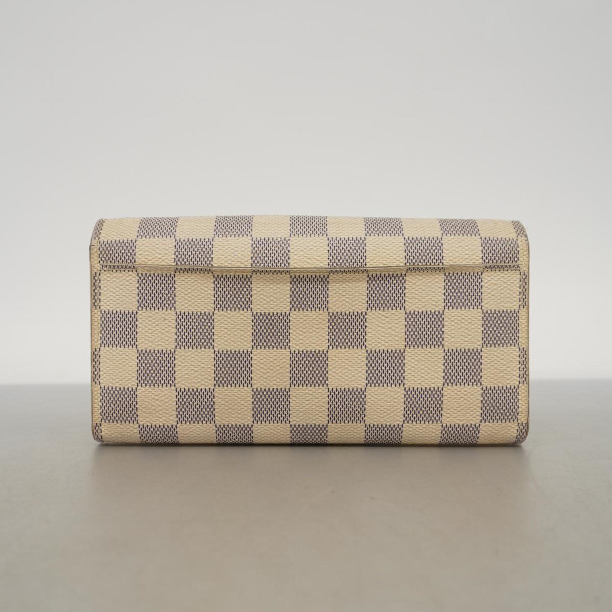 Louis Vuitton Long Wallet Damier Azur Portefeuille Sarah N63208 White Ladies