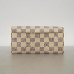 Louis Vuitton Long Wallet Damier Azur Portefeuille Sarah N63208 White Ladies