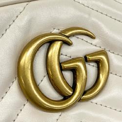 Gucci Shoulder Bag GG Marmont 447632 Leather Ivory Women's