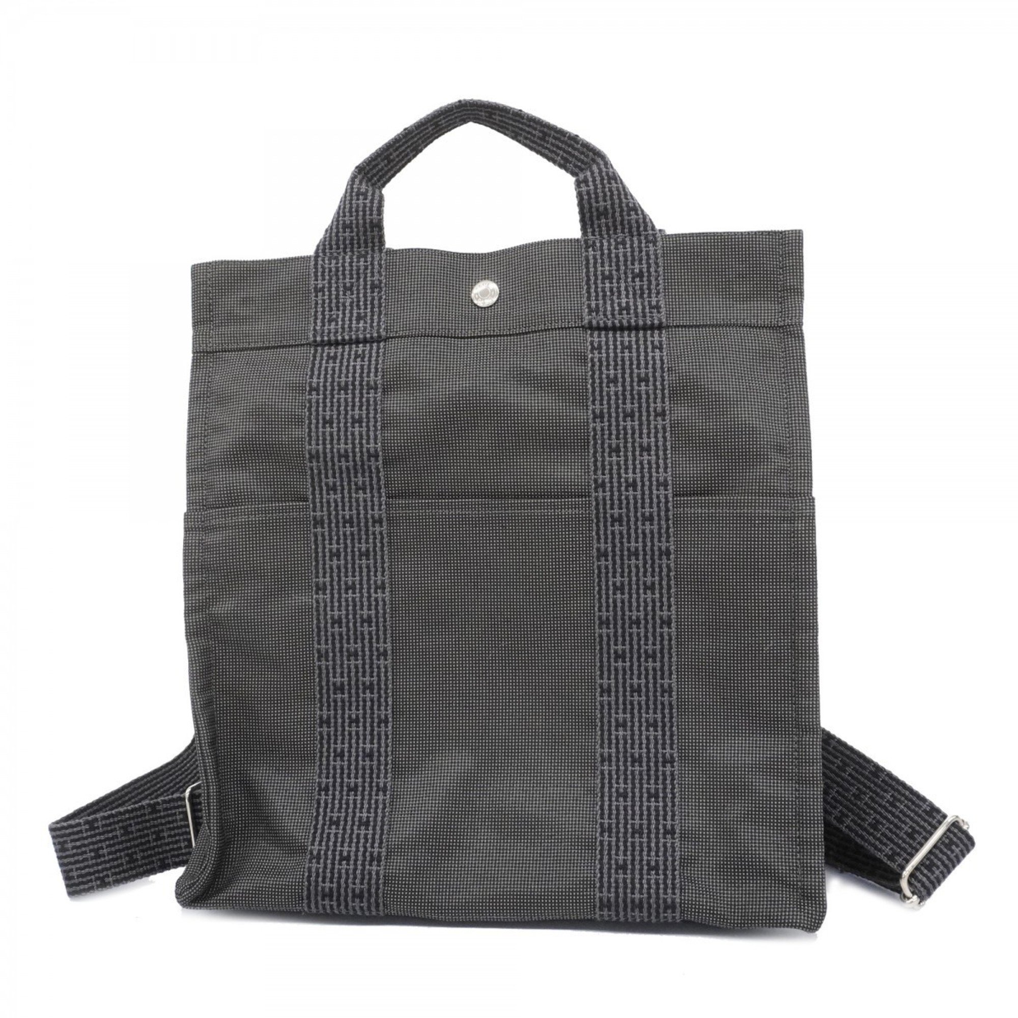 Hermes Backpack/Daypack Airline Ad MM Canvas Grey Women's