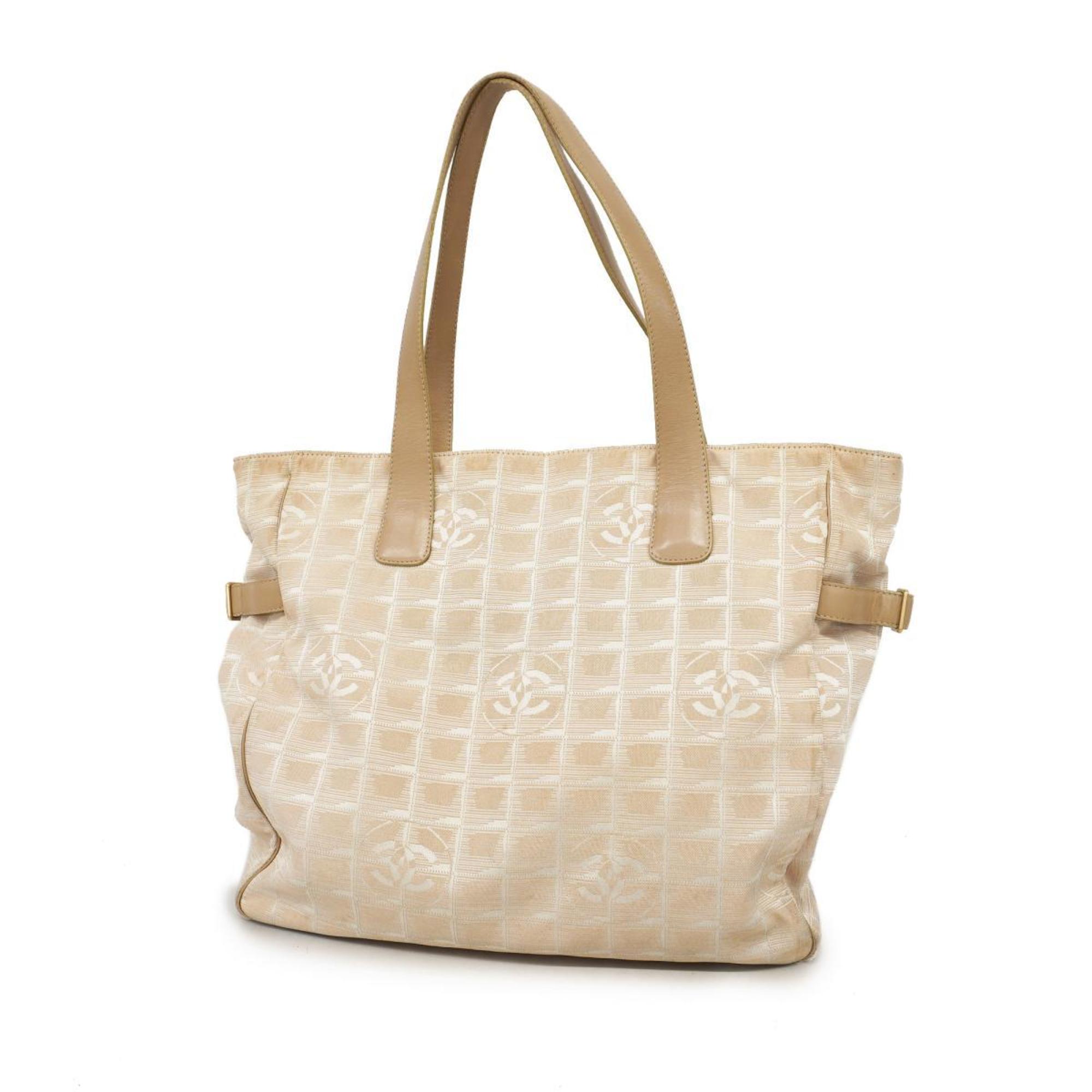 Chanel Tote Bag New Travel Nylon Beige Women's