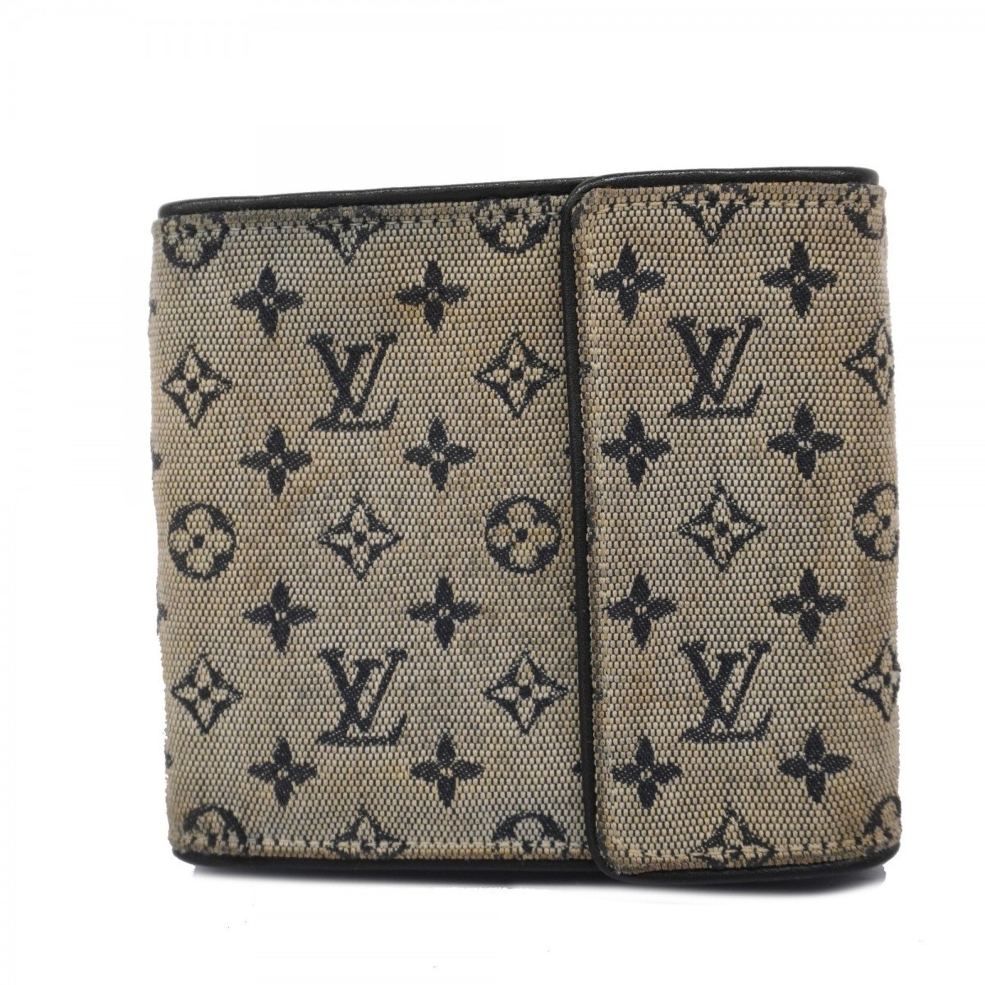 Louis Vuitton Tri-fold Wallet Monogram Porte-Vie Carte Credit Monnaie M92239 Blue Women's