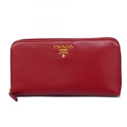 Prada Long Wallet Saffiano Leather Red Women's