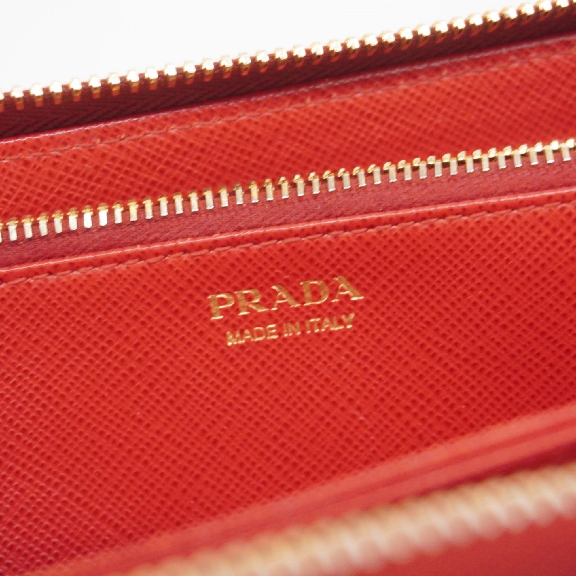 Prada Long Wallet Saffiano Leather Red Women's