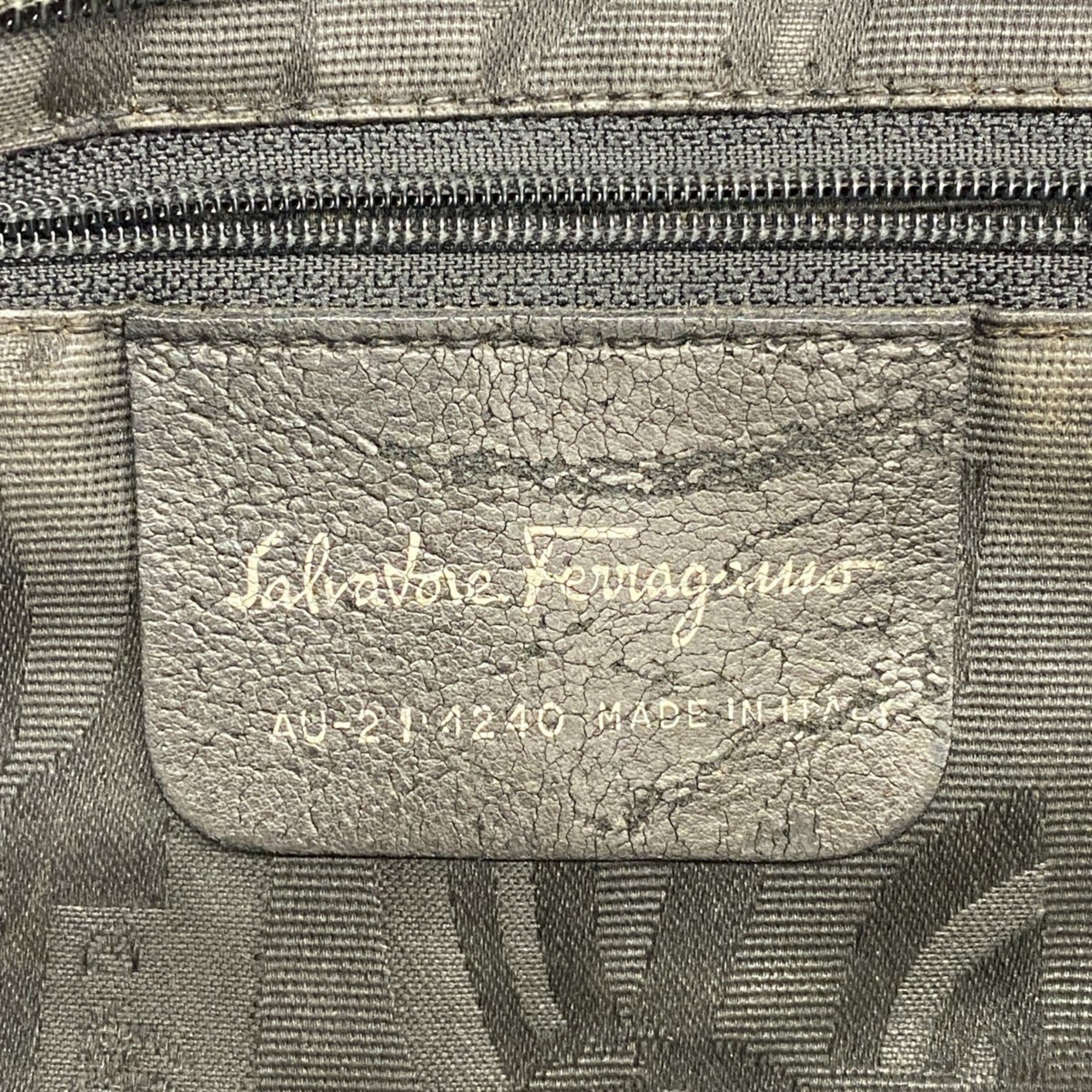 Salvatore Ferragamo Vara Canvas Tote Bag Black Women's