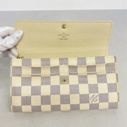 Louis Vuitton Long Wallet Damier Azur Portefeuille Sarah N61735 White Ladies