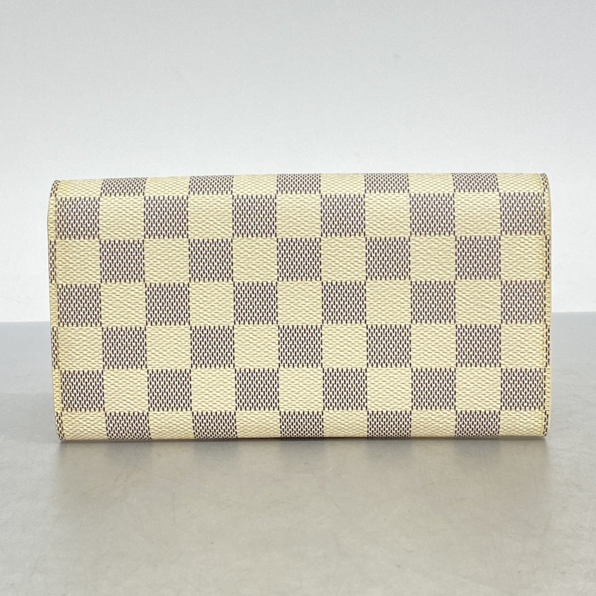 Louis Vuitton Long Wallet Damier Azur Portefeuille Sarah N61735 White Ladies