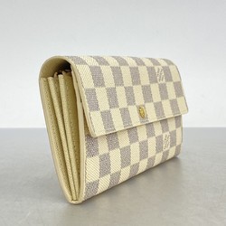 Louis Vuitton Long Wallet Damier Azur Portefeuille Sarah N61735 White Ladies