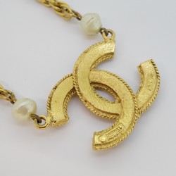 Chanel Necklace Coco Mark Fake Pearl GP Plated Gold Ladies