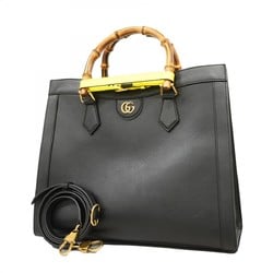 Gucci Tote Bag GG Marmont Bamboo 655658 Leather Black Women's