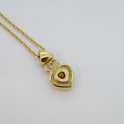 Christian Dior Necklace CD Heart Motif Rhinestone GP Plated Gold Ladies