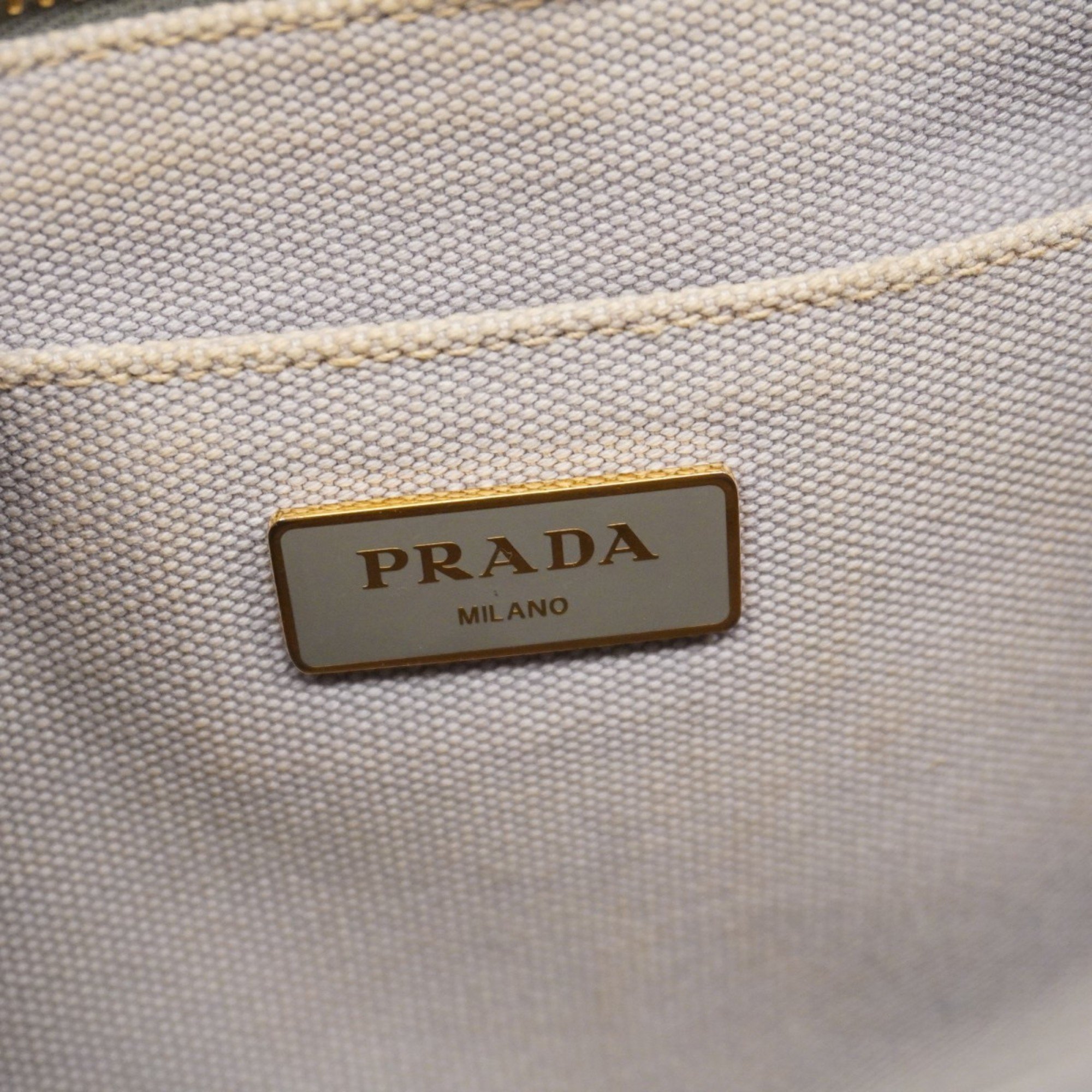 Prada Tote Bag Canapa Canvas Grey Women's