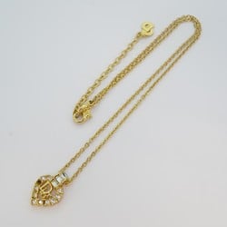 Christian Dior Necklace Rhinestone GP Plated Gold Ladies