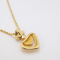 Christian Dior Necklace Heart Motif Rhinestone GP Plated Gold Women's