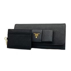 Prada Long Wallet Saffiano Leather Black Women's