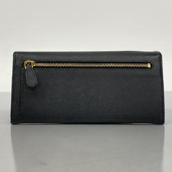 Prada Long Wallet Saffiano Leather Black Women's