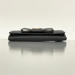 Prada Long Wallet Saffiano Leather Black Women's