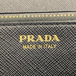 Prada Long Wallet Saffiano Leather Black Women's