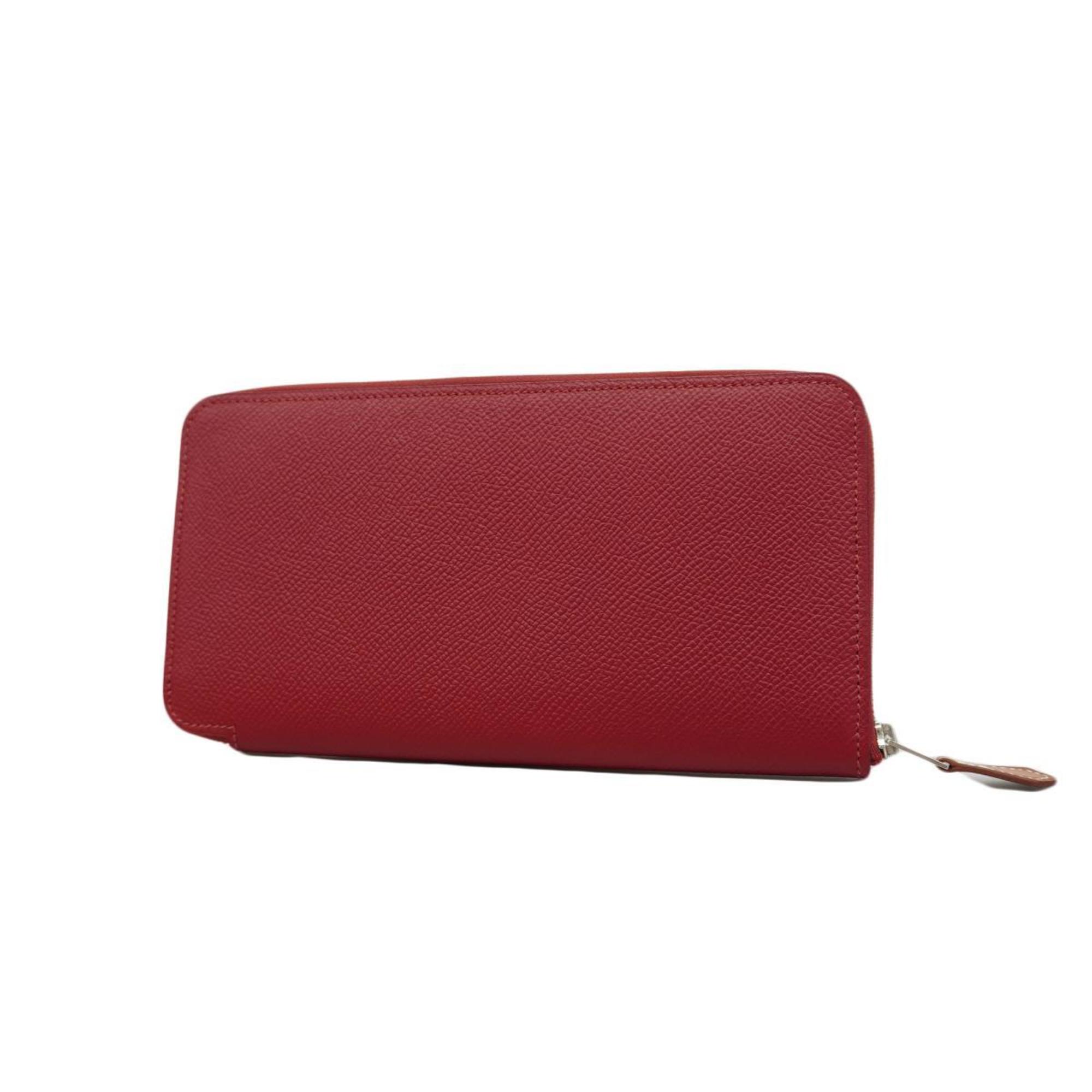 Hermes Long Wallet Azap Silk In X Stamp Veau Epsom Rouge Grena Women's