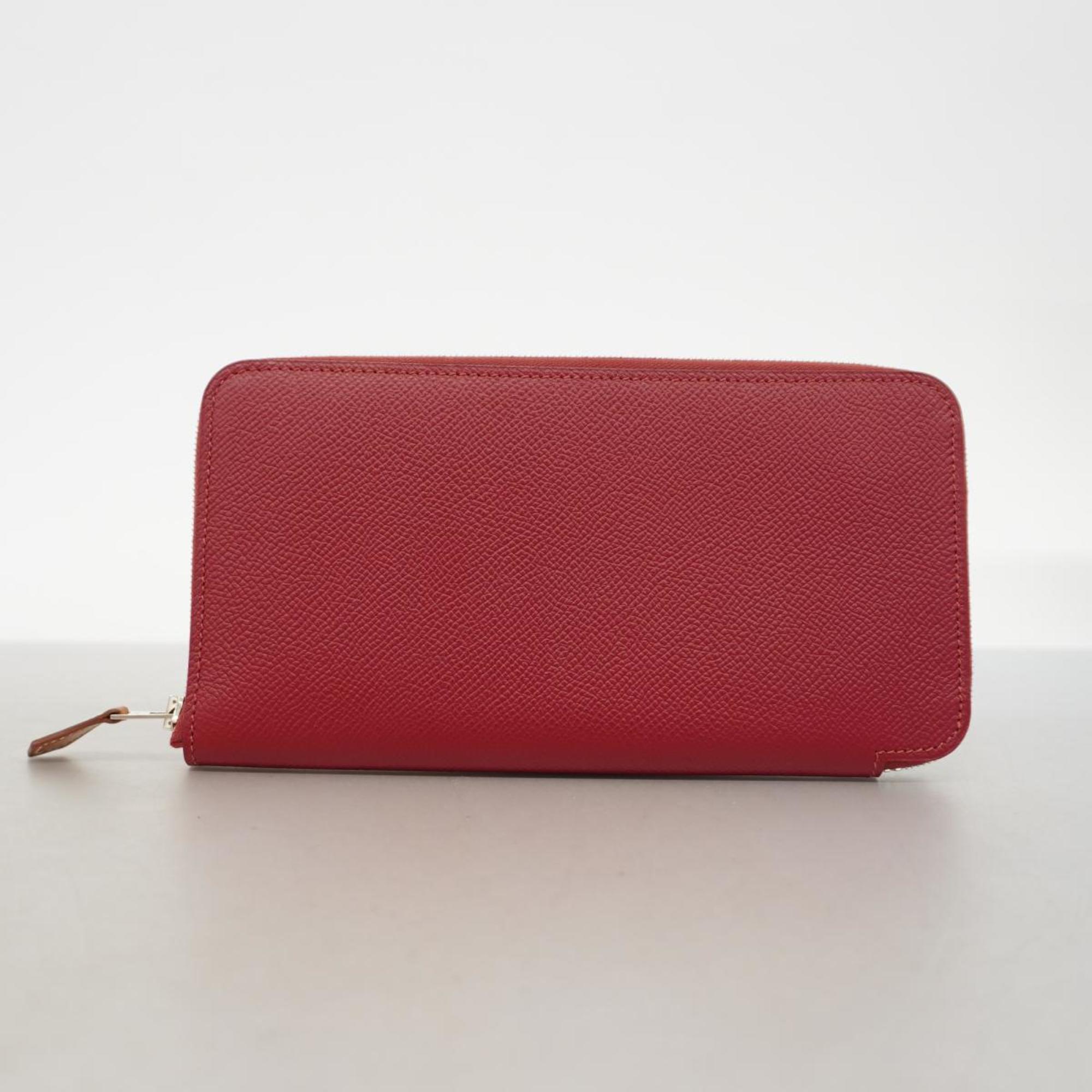 Hermes Long Wallet Azap Silk In X Stamp Veau Epsom Rouge Grena Women's