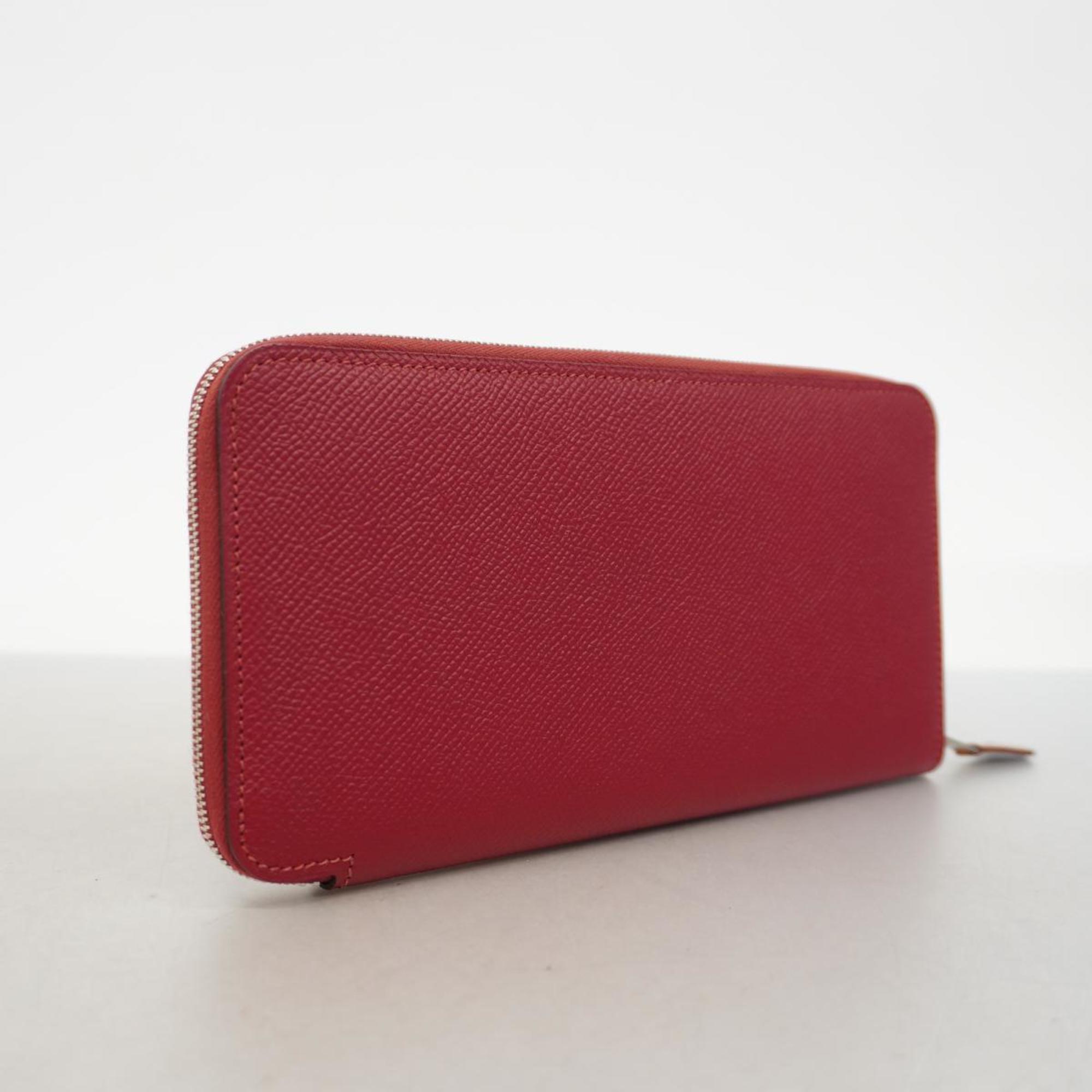 Hermes Long Wallet Azap Silk In X Stamp Veau Epsom Rouge Grena Women's